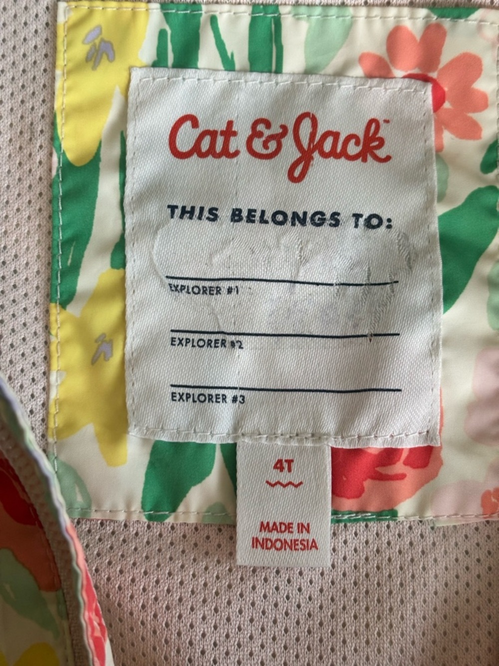 Cat & Jack Floral Hooded Raincoat - Pink, Yellow, Green - Picture 3 of 3